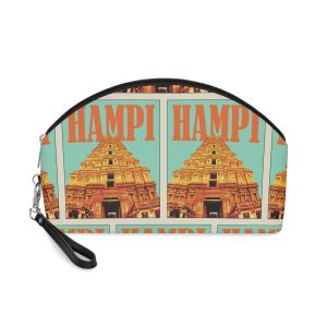 Hampi Retro Travel Poster Makeup Bag