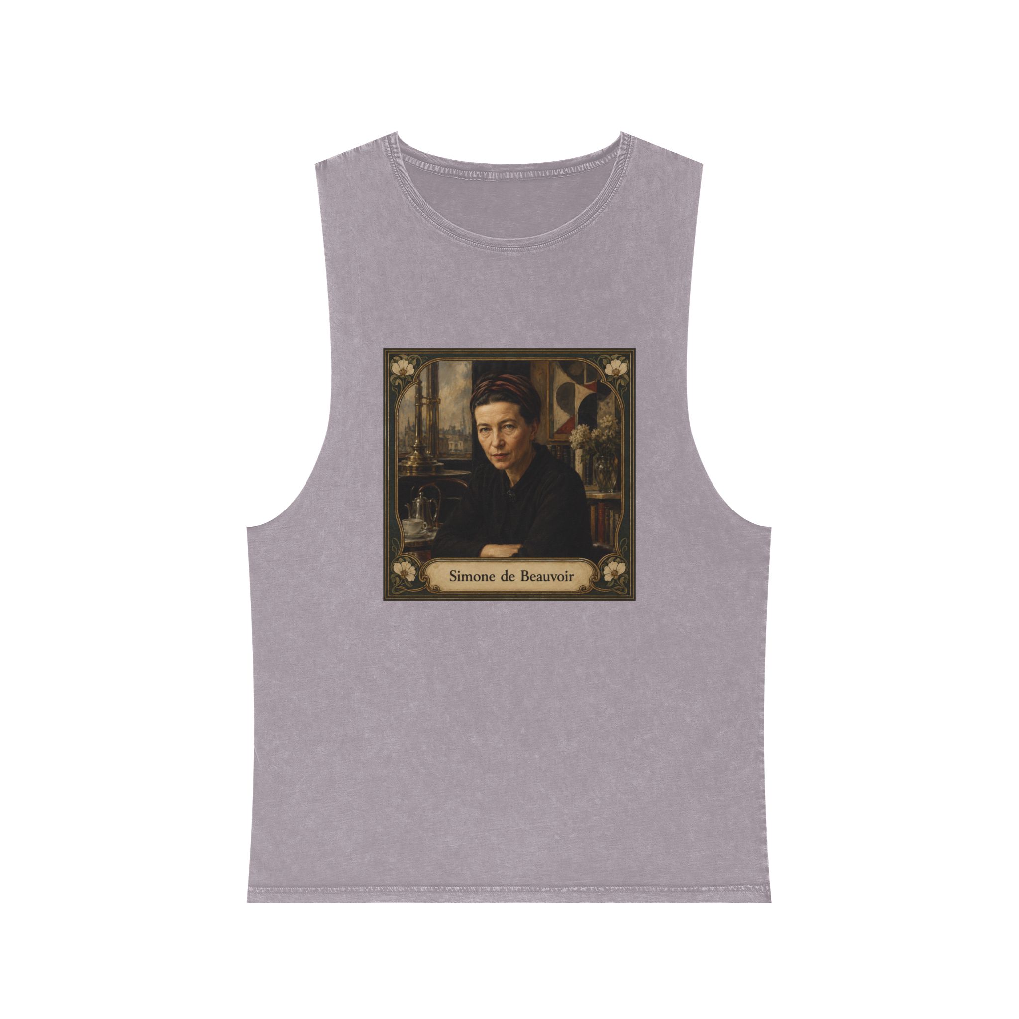 Simone de Beauvoir Unisex Stonewash Tank Top - Image 17