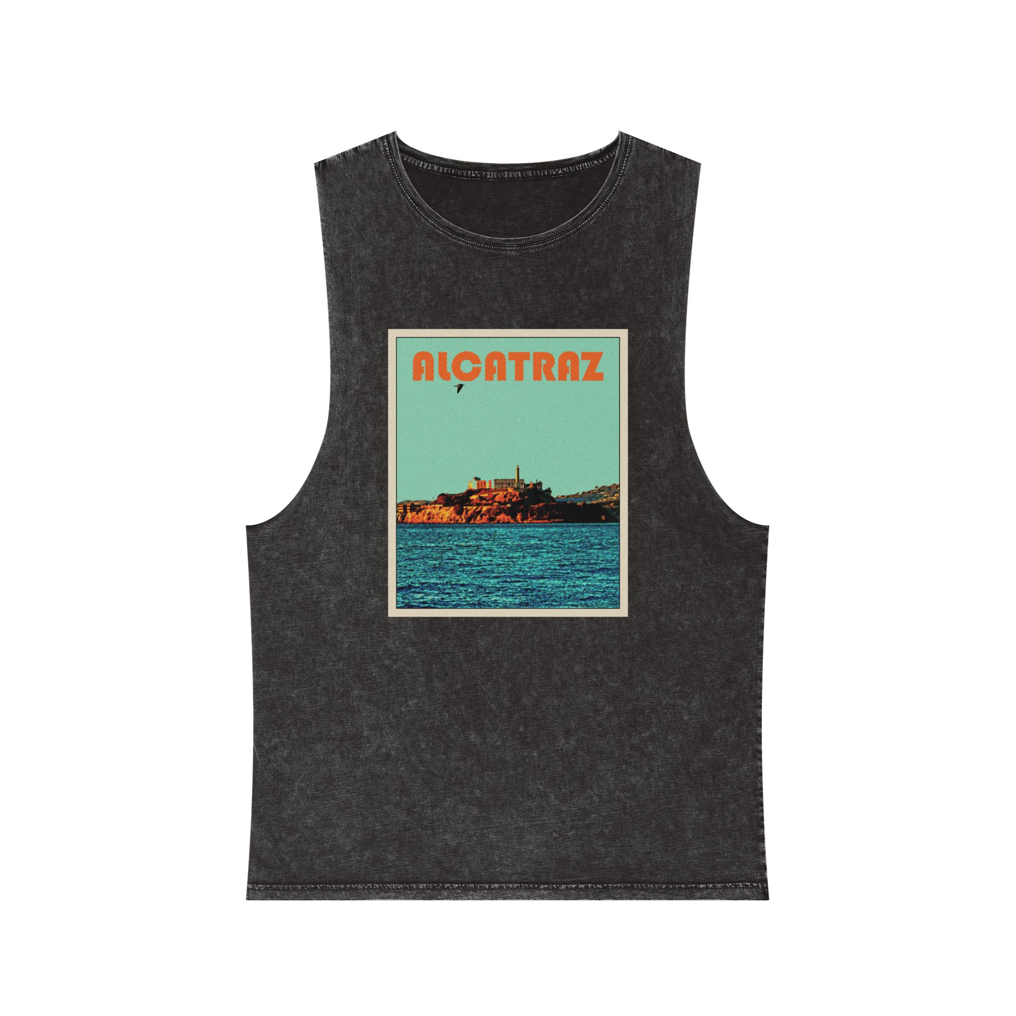 Alcatraz Retro Travel Poster Unisex Stonewash Tank Top