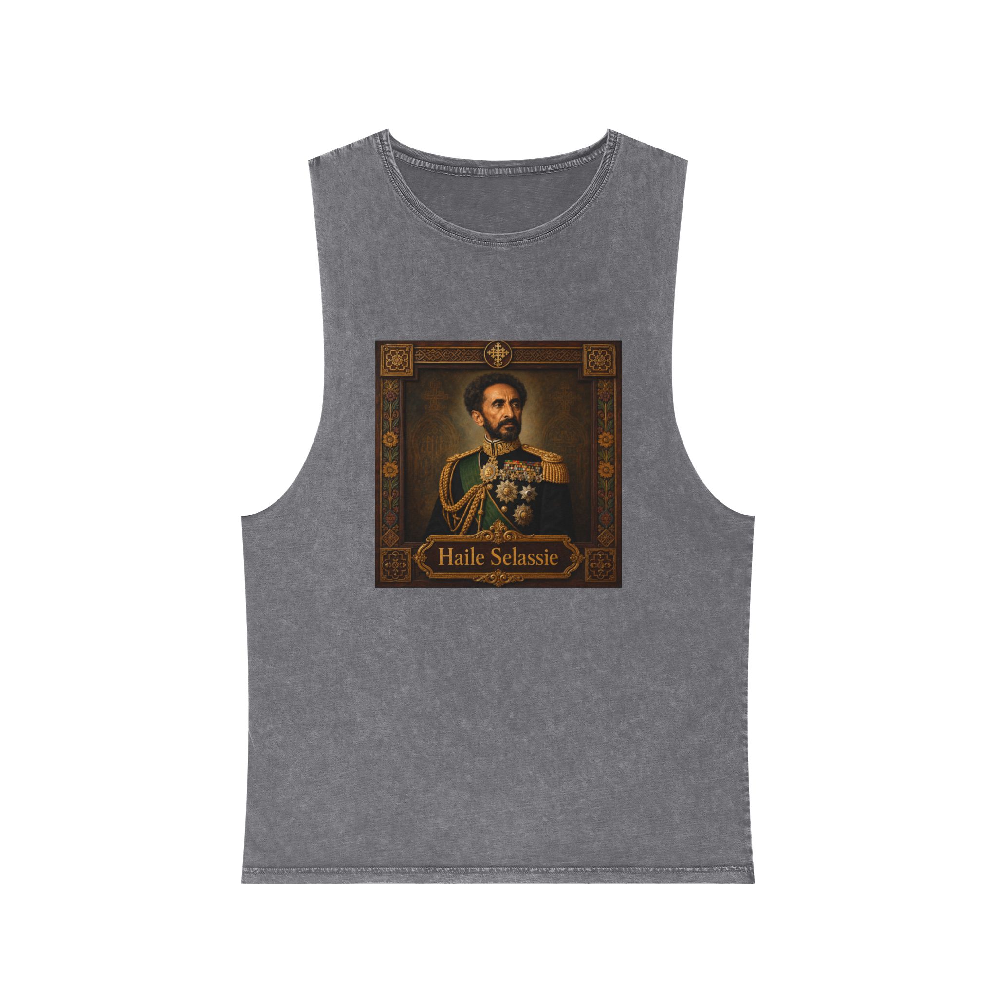 Haile Selassie Unisex Stonewash Tank Top - Image 9