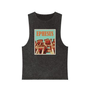 Ephesus Retro Travel Poster Unisex Stonewash Tank Top