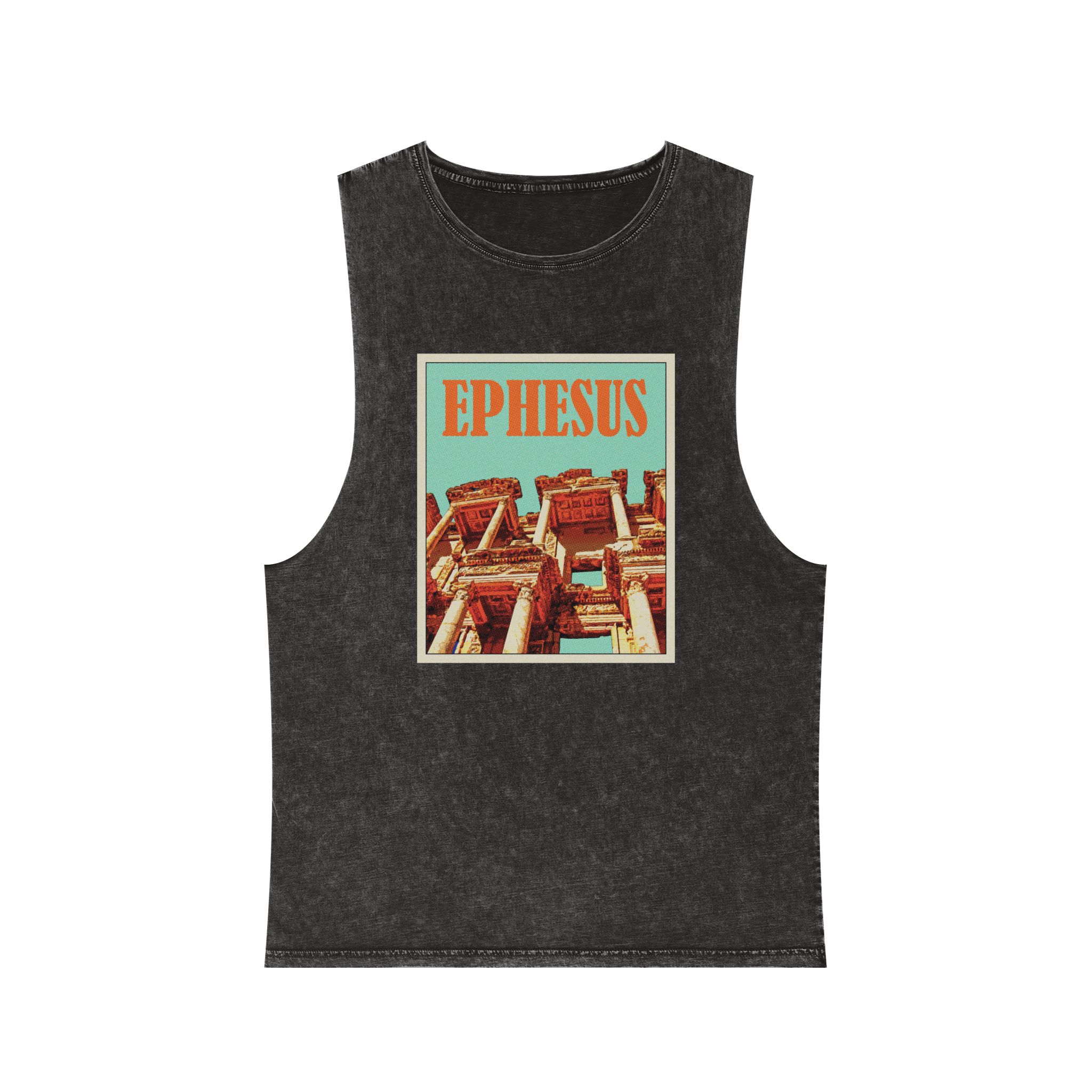 Ephesus Retro Travel Poster Unisex Stonewash Tank Top