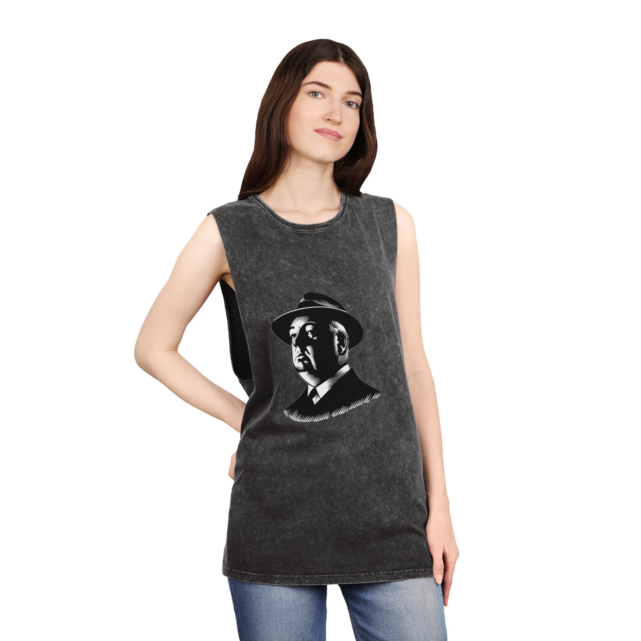 Fondo de “alfred Hitchcock Unisex Stonewash Tank Top - Image 4