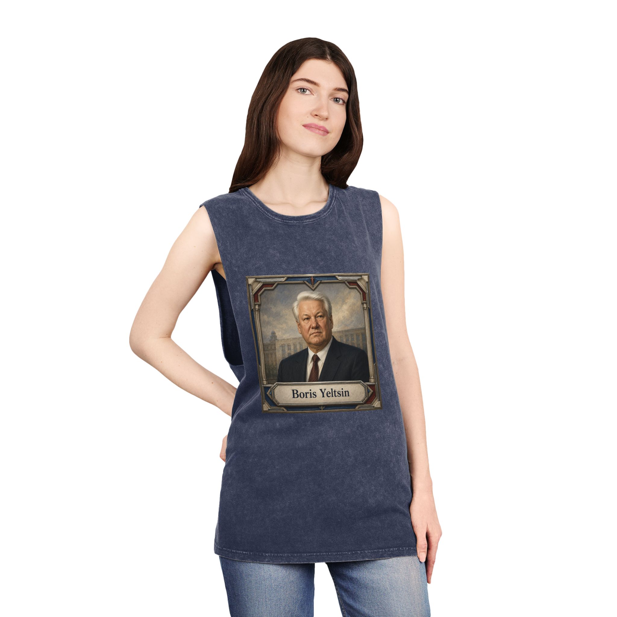 Boris Yeltsin Unisex Stonewash Tank Top - Image 16