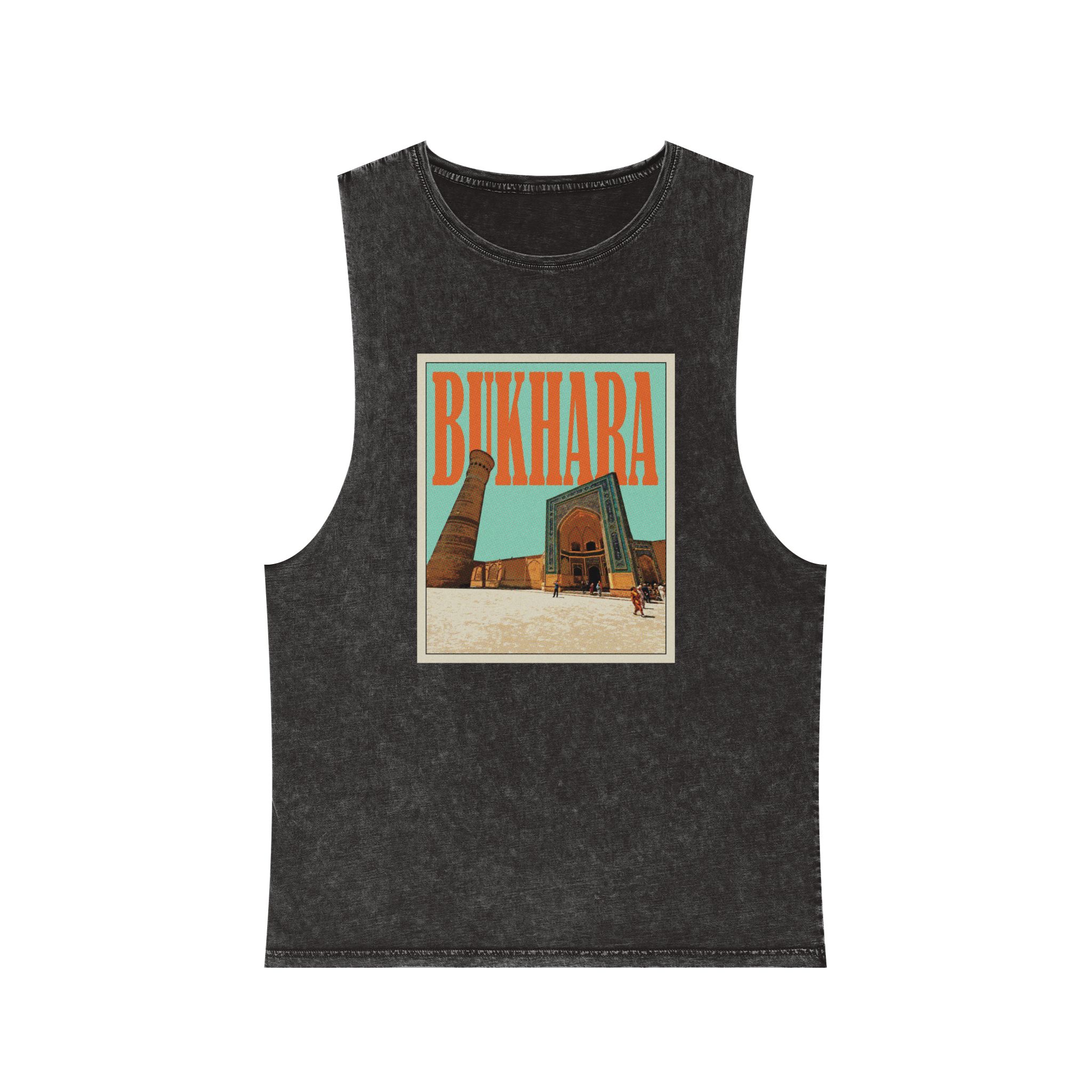 Bukhara Retro Travel Poster (1) Unisex Stonewash Tank Top