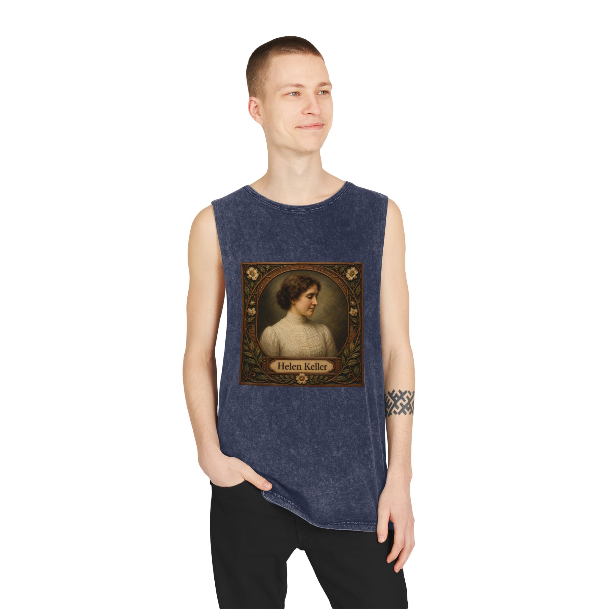 Helen Keller Unisex Stonewash Tank Top - Image 15