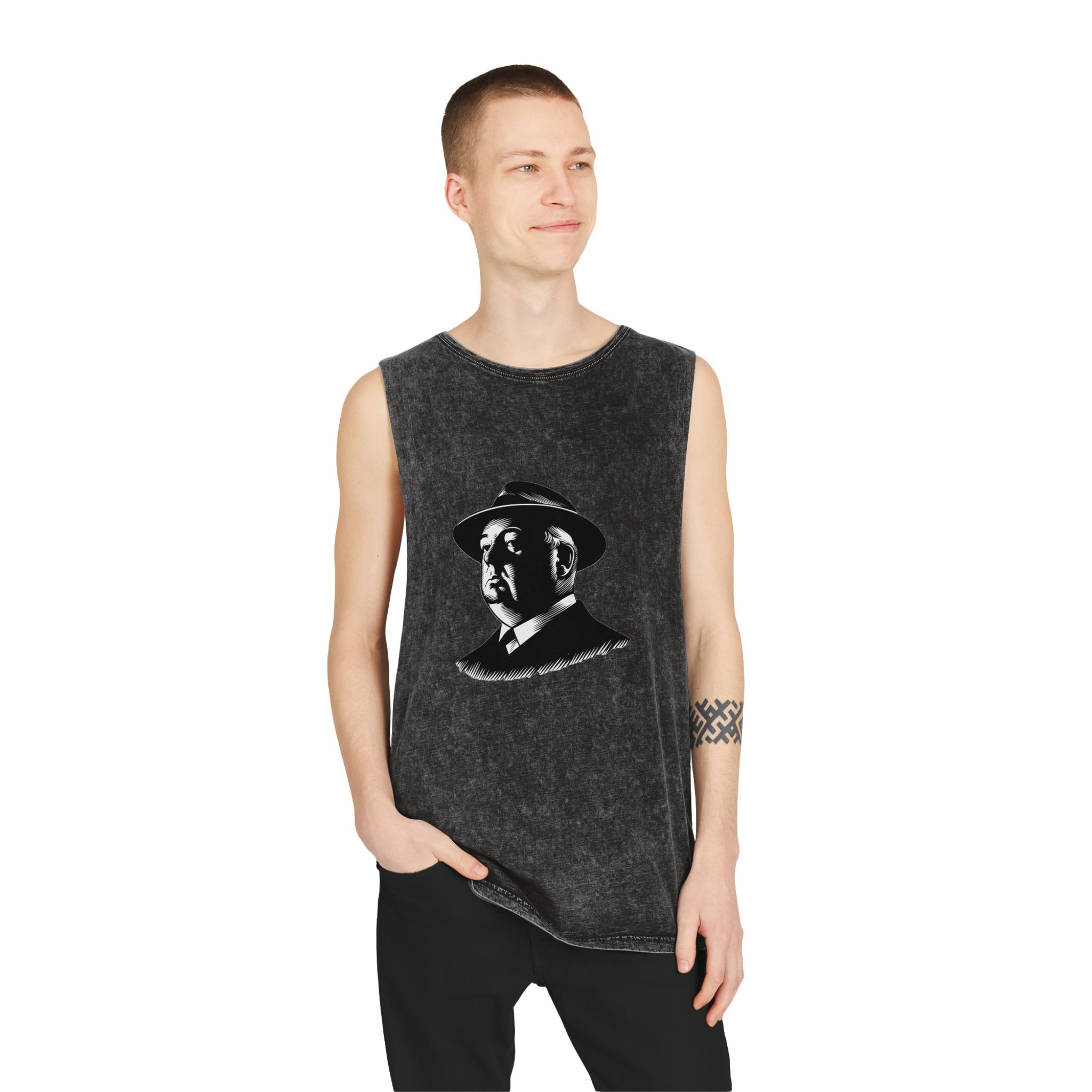 Fondo de “alfred Hitchcock Unisex Stonewash Tank Top - Image 3