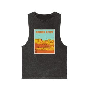 Amber Fort Retro Travel Poster Unisex Stonewash Tank Top