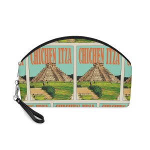 Chichen Itza Retro Travel Poster Makeup Bag