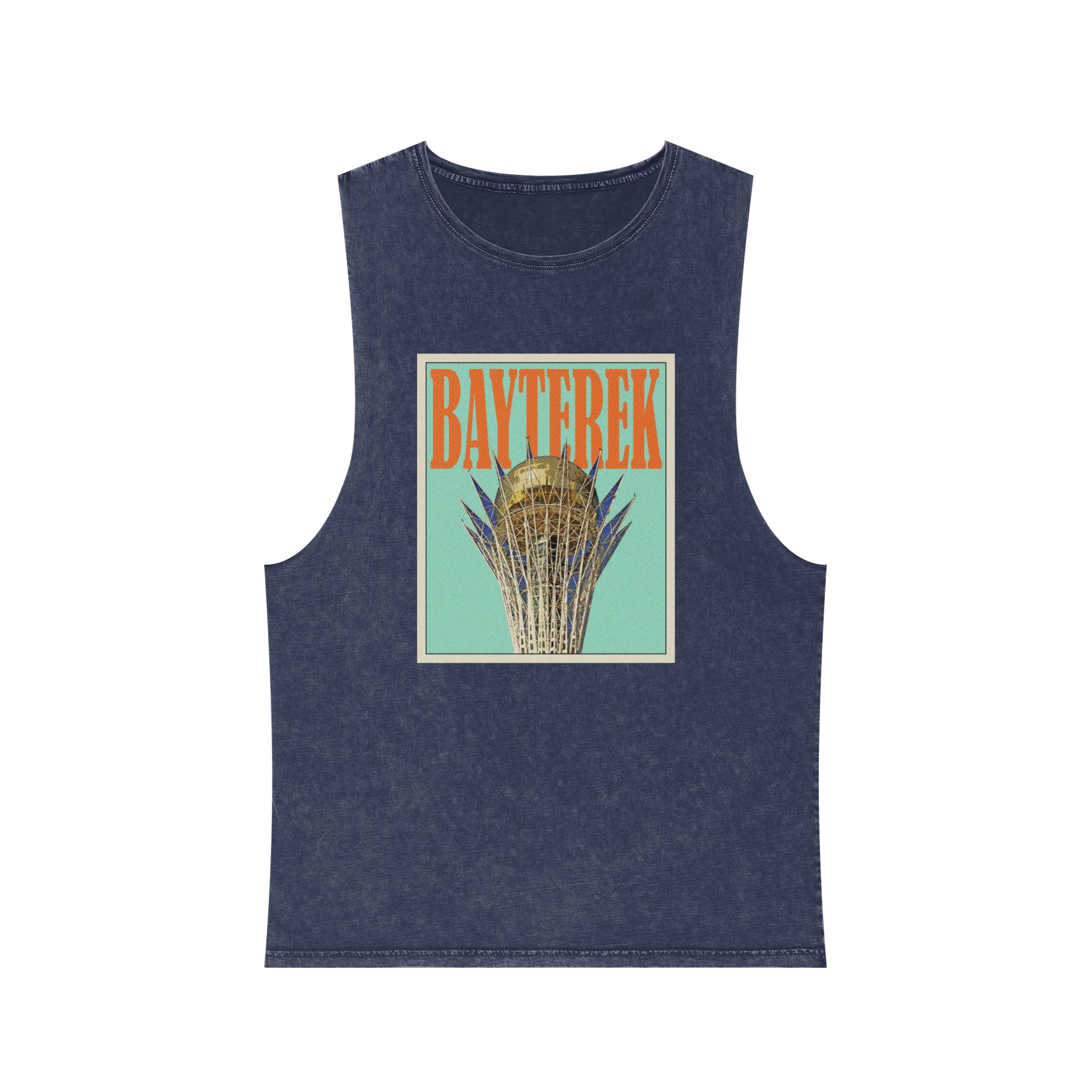 Bayterek Retro Travel Poster Unisex Stonewash Tank Top - Image 13