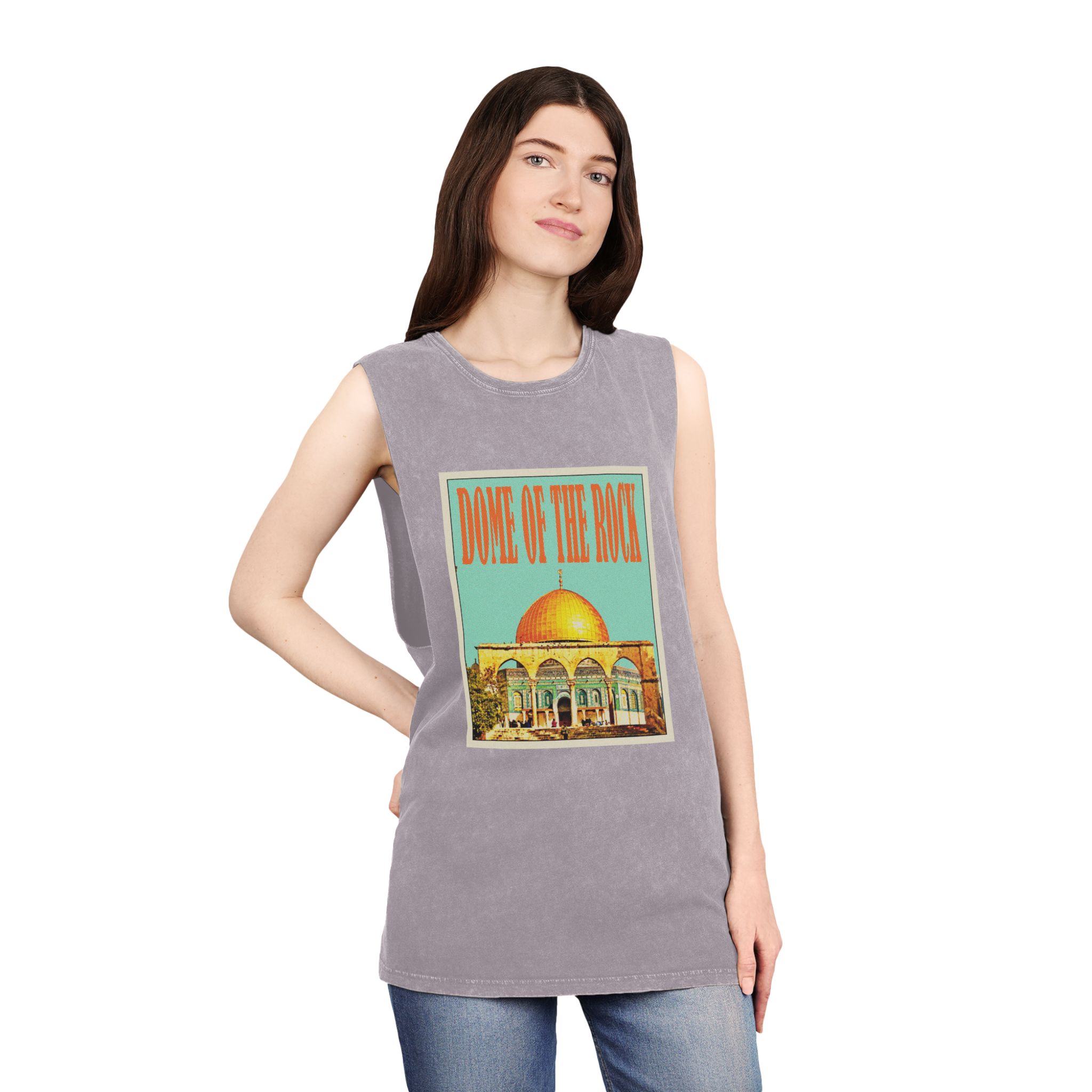 Dome Rock Retro Travel Poster Unisex Stonewash Tank Top - Image 20