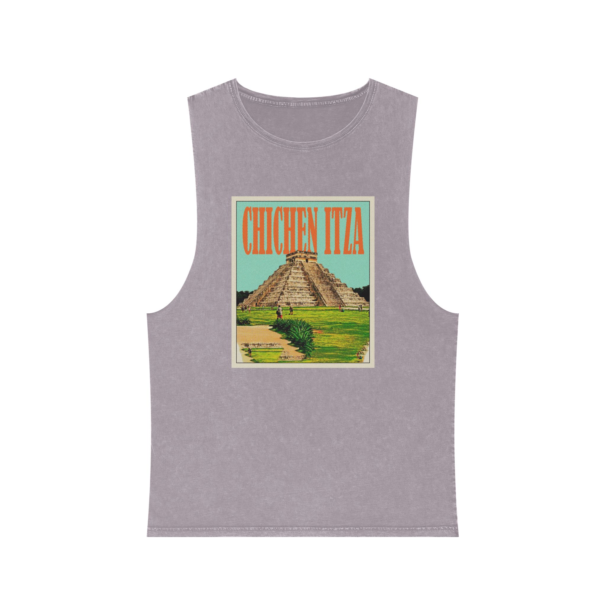 Chichen Itza Retro Travel Poster Unisex Stonewash Tank Top - Image 17