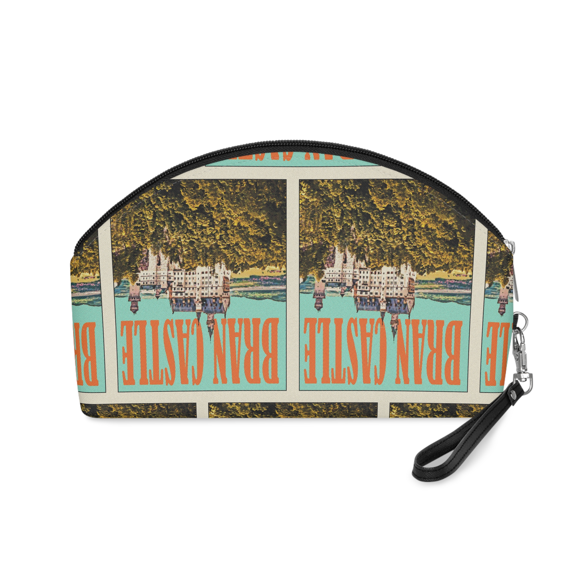 Bran Castle Retro Travel Poster Makeup Bag - Image 2