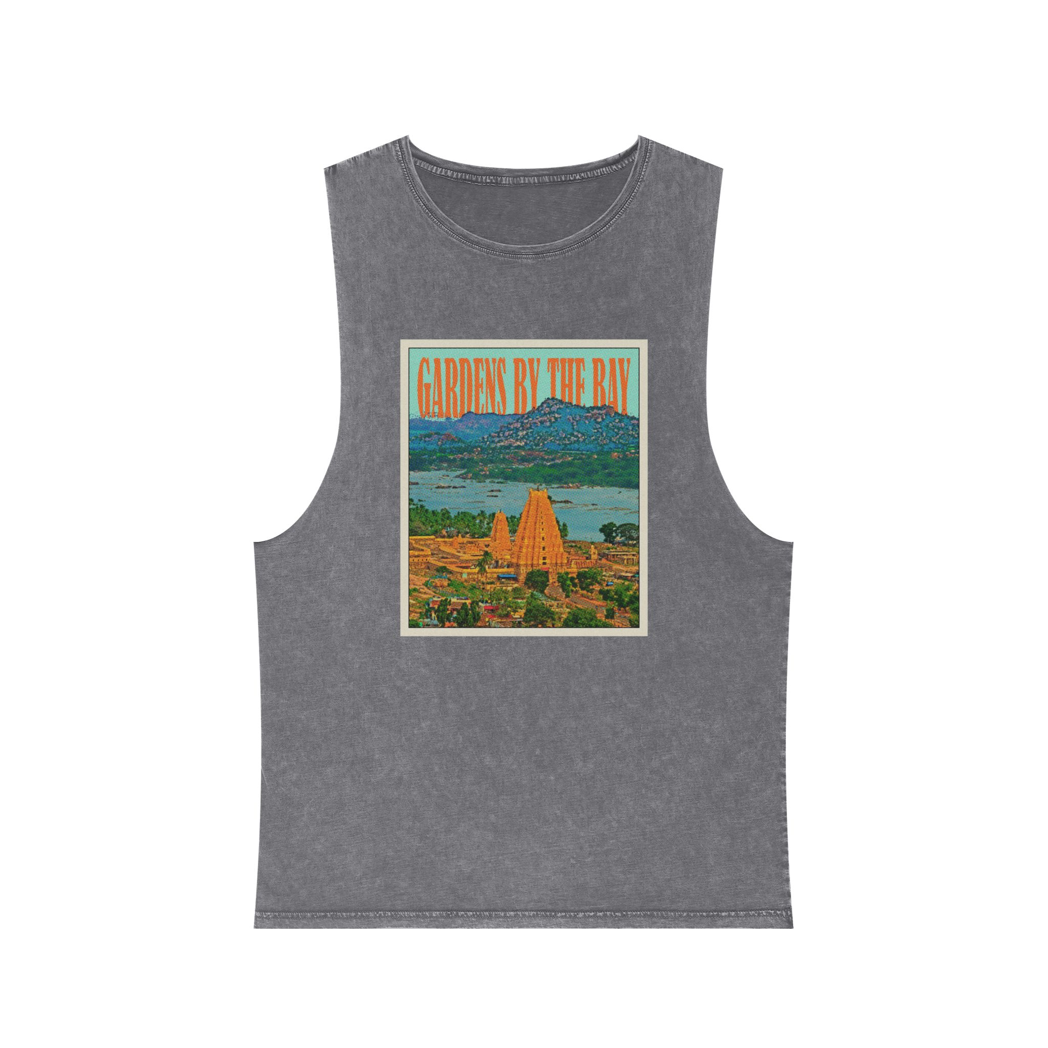 Gardens By Bay Retro Travel Poster (2) Unisex Stonewash Tank Top - Image 9