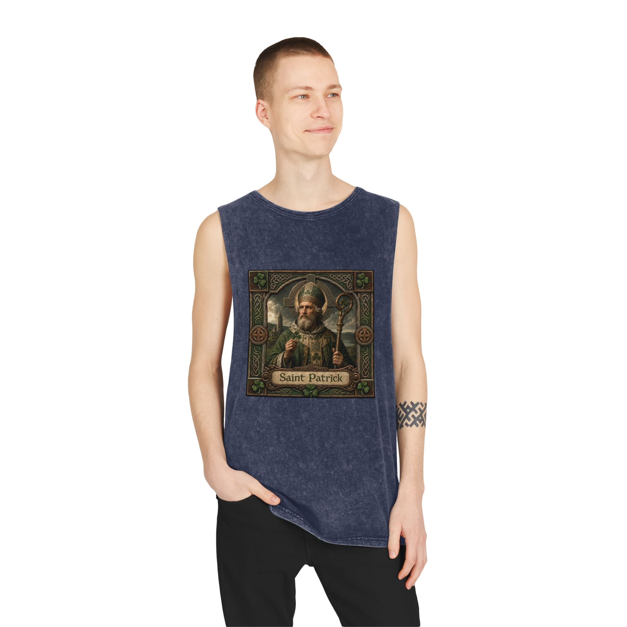 Saint Patrick Unisex Stonewash Tank Top - Image 15